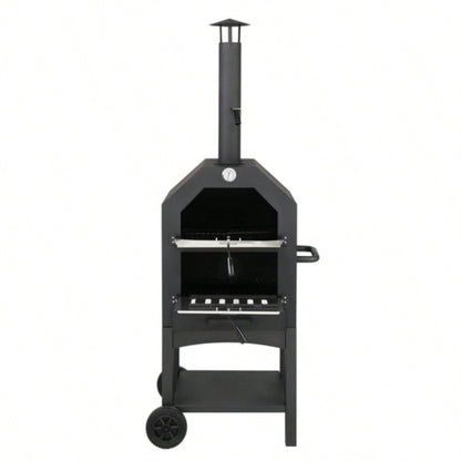 Outdoor Wood Fired Pizza Oven with Pizza Stone, Pizza Peel, Grill Rack, Backyard and Camping