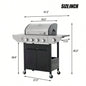 Propane Grill 4 Barbecue Grill Stainless Steel Gas Grill with Side and Thermometer Outdoor BBQ, Camping