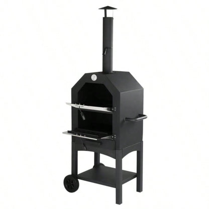 Outdoor Wood Fired Pizza Oven with Pizza Stone, Pizza Peel, Grill Rack, Backyard and Camping