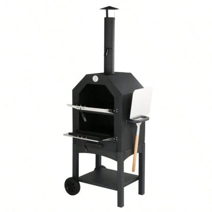 Outdoor Wood Fired Pizza Oven with Pizza Stone, Pizza Peel, Grill Rack, Backyard and Camping