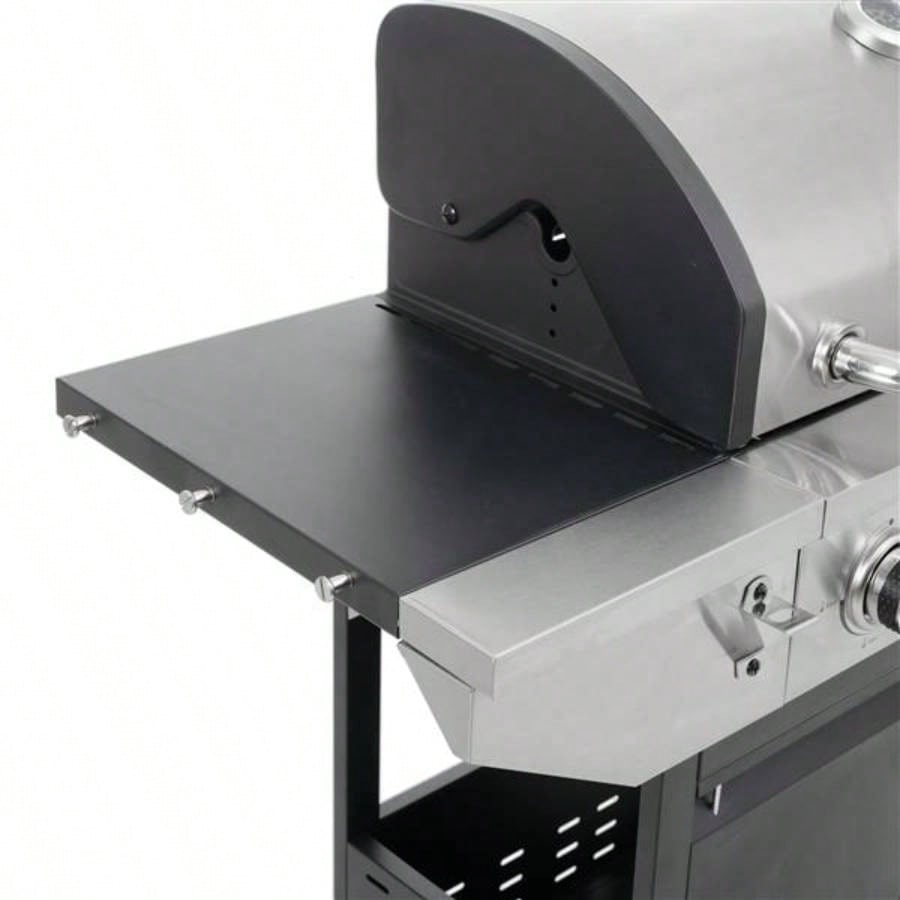 Propane Grill 4 Barbecue Grill Stainless Steel Gas Grill with Side and Thermometer Outdoor BBQ, Camping