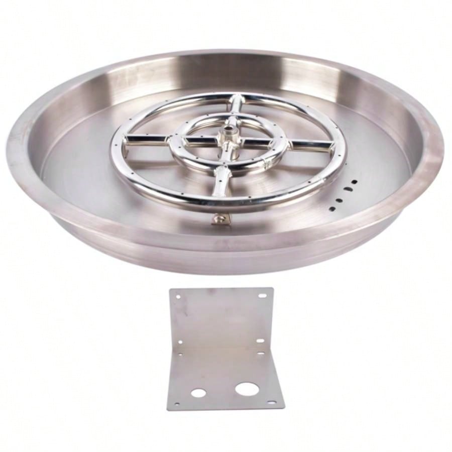 19 - inch Recessed Fire Pit Pan Stainless Steel Fire Pit Kit Round Indoor or Outdoor