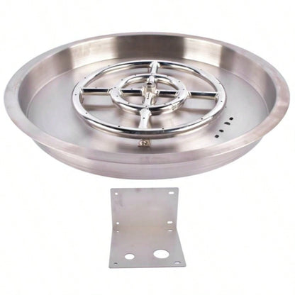 19 - inch Recessed Fire Pit Pan Stainless Steel Fire Pit Kit Round Indoor or Outdoor