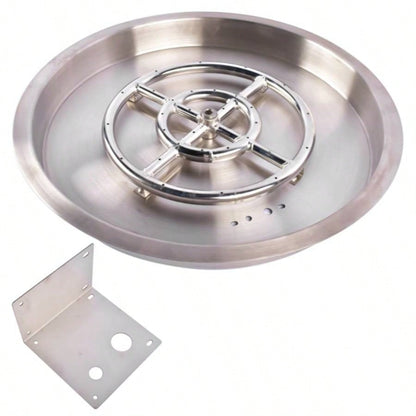 19 - inch Recessed Fire Pit Pan Stainless Steel Fire Pit Kit Round Indoor or Outdoor