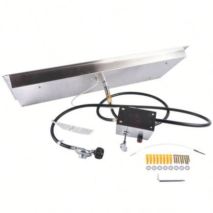 36x12 - inch Fire Pit Pan Stainless Steel Fire Pit Kit Rectangular Indoor or Outdoor