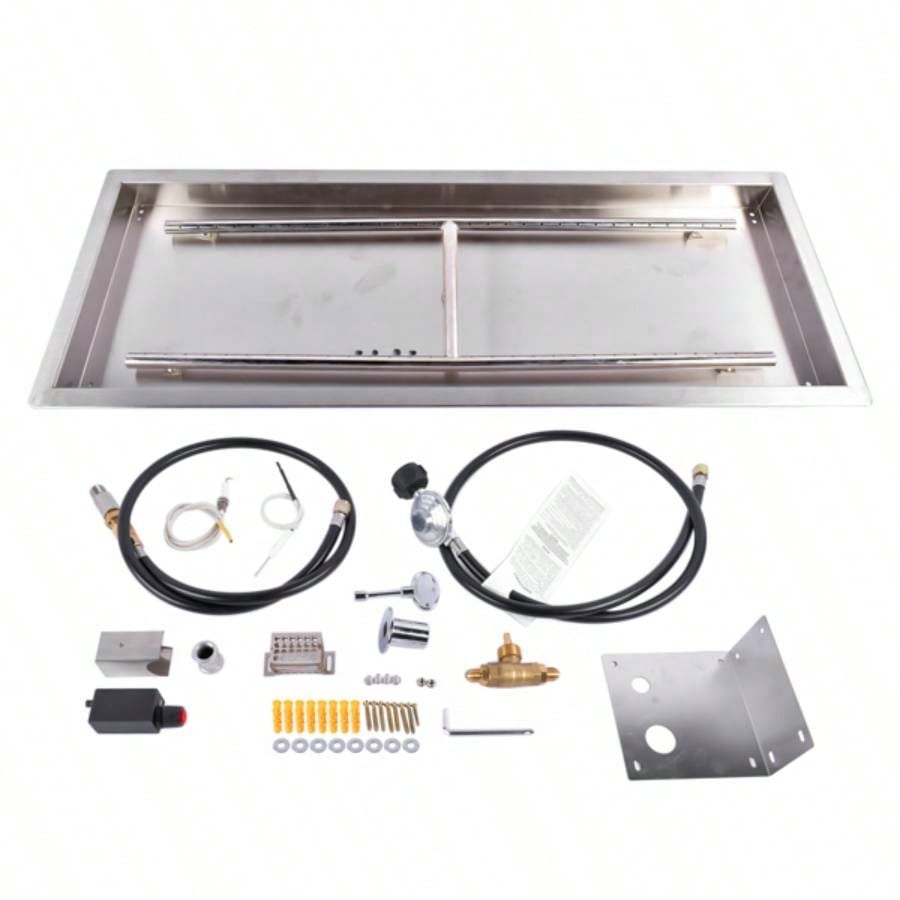 36x12 - inch Fire Pit Pan Stainless Steel Fire Pit Kit Rectangular Indoor or Outdoor