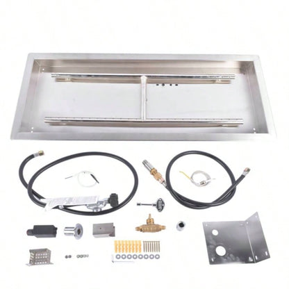 30x10 - inch Fire Pit Pan Stainless Steel Fire Pit Kit Rectangular Indoor or Outdoor