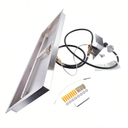 36x12 - inch Fire Pit Pan Stainless Steel Fire Pit Kit Rectangular Indoor or Outdoor