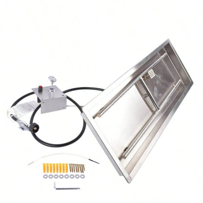 36x12 - inch Fire Pit Pan Stainless Steel Fire Pit Kit Rectangular Indoor or Outdoor