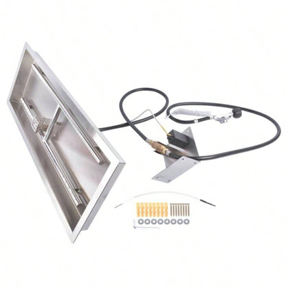 30x10 - inch Fire Pit Pan Stainless Steel Fire Pit Kit Rectangular Indoor or Outdoor