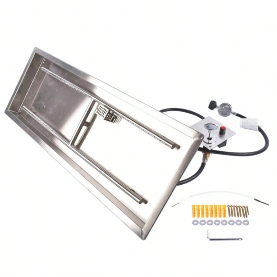 36x12 - inch Fire Pit Pan Stainless Steel Fire Pit Kit Rectangular Indoor or Outdoor