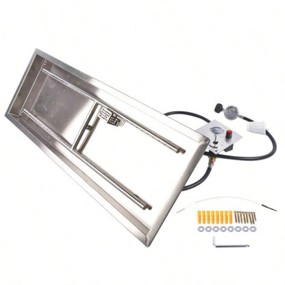 36x12 - inch Fire Pit Pan Stainless Steel Fire Pit Kit Rectangular Indoor or Outdoor