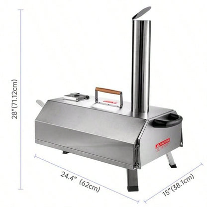 Semi - Automatic Silver 12 Outdoor Pizza Oven Portable Wood Fired Pizza Oven Outdoor Cooking Pizza Maker Portable Pizza Oven Authentic Stone Baked Pizzas