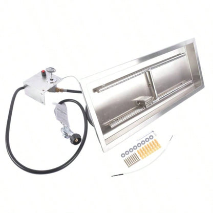 30x10 - inch Fire Pit Pan Stainless Steel Fire Pit Kit Rectangular Indoor or Outdoor
