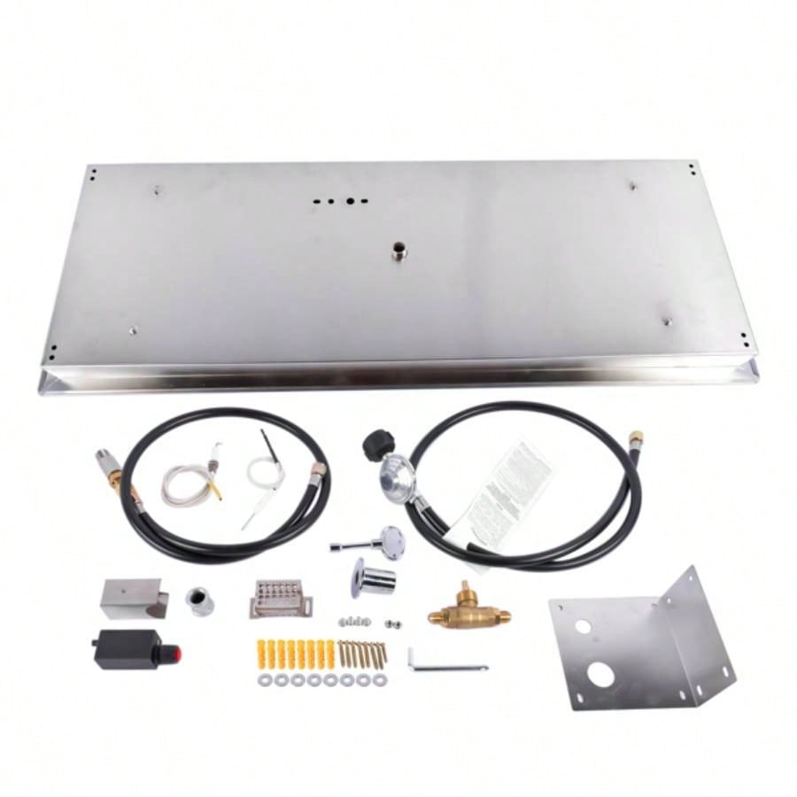 36x12 - inch Fire Pit Pan Stainless Steel Fire Pit Kit Rectangular Indoor or Outdoor
