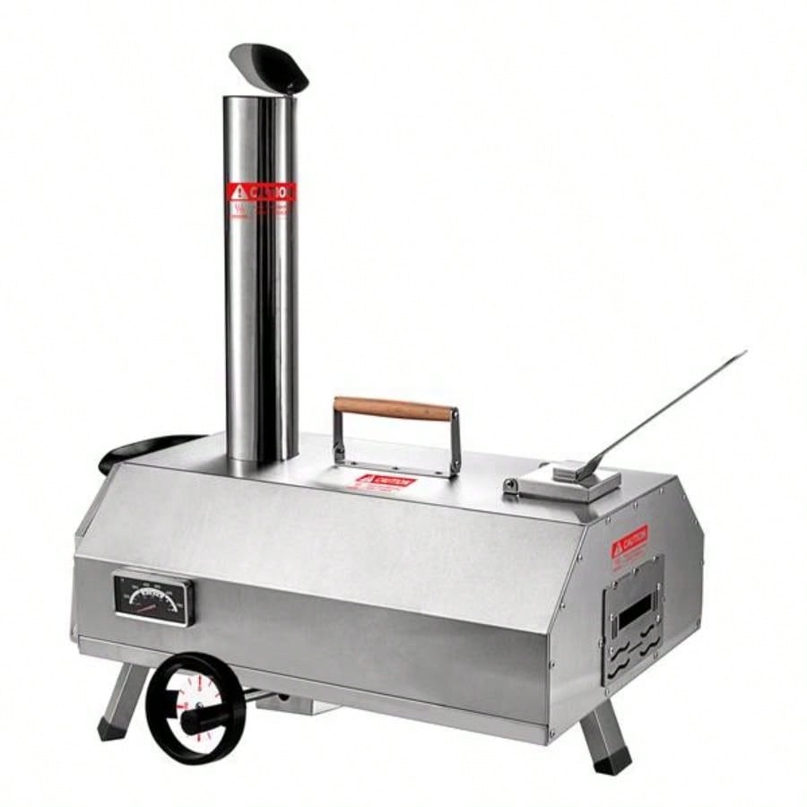 Semi - Automatic Silver 12 Outdoor Pizza Oven Portable Wood Fired Pizza Oven Outdoor Cooking Pizza Maker Portable Pizza Oven Authentic Stone Baked Pizzas