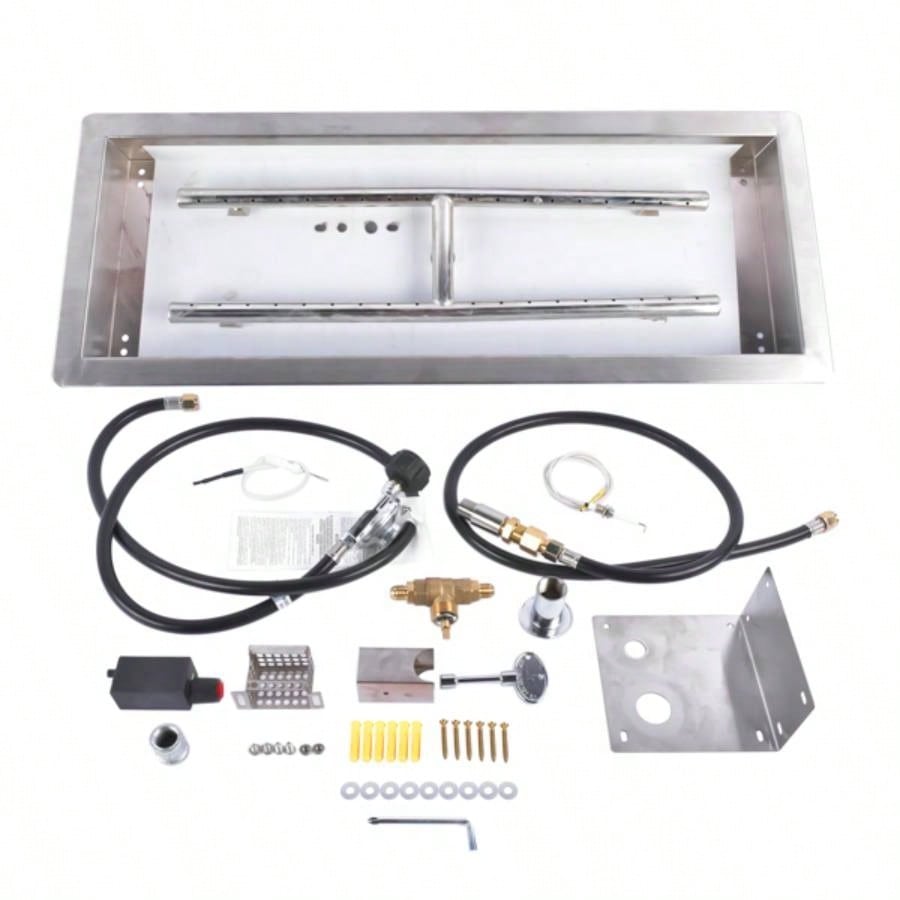 24x 8 - inch Fire Pit Pan Stainless Steel Fire Pit Kit Rectangular Indoor or Outdoor