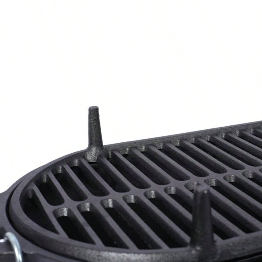 Oval Cast Iron Grill Outdoor, Portable Charcoal Grill and Tabletop Cast Iron Skillet - Cast Iron, Enameled, Durable, Small Charcoal Grill, Camping Stove, Hibachi Grill