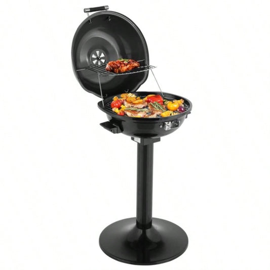 BBQ Grill with Stand, Portable Double Layer Indoor/Outdoor Grill Indoor Outdoor Use, 1600W, Black