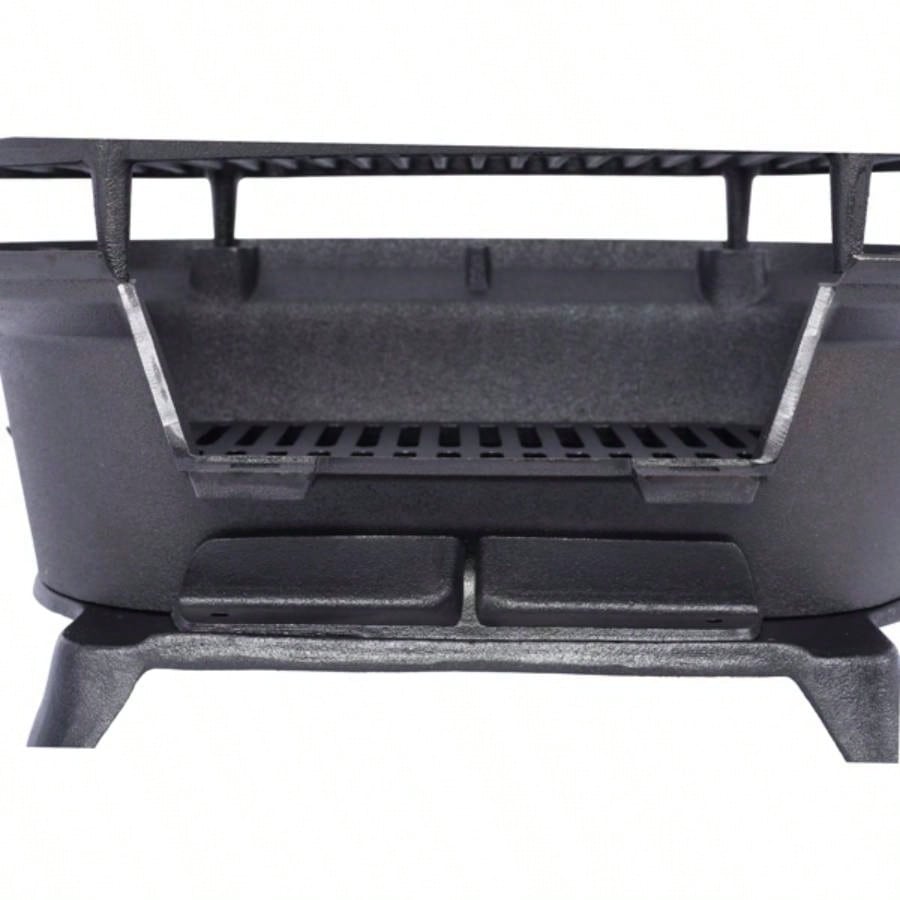 Oval Cast Iron Grill Outdoor, Portable Charcoal Grill and Tabletop Cast Iron Skillet - Cast Iron, Enameled, Durable, Small Charcoal Grill, Camping Stove, Hibachi Grill