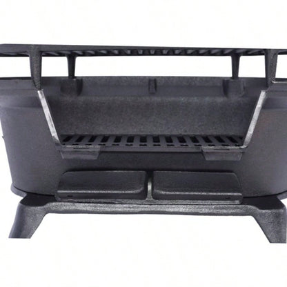 Oval Cast Iron Grill Outdoor, Portable Charcoal Grill and Tabletop Cast Iron Skillet - Cast Iron, Enameled, Durable, Small Charcoal Grill, Camping Stove, Hibachi Grill