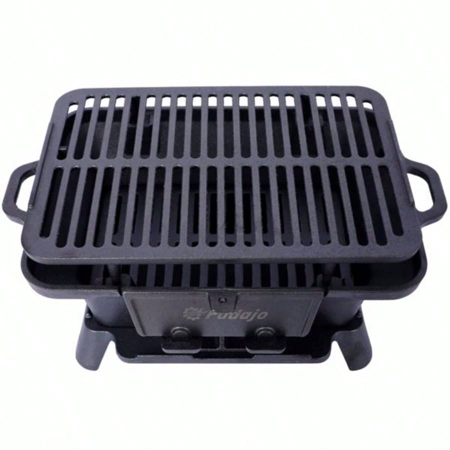 Oval Cast Iron Grill Outdoor, Portable Charcoal Grill and Tabletop Cast Iron Skillet - Cast Iron, Enameled, Durable, Small Charcoal Grill, Camping Stove, Hibachi Grill