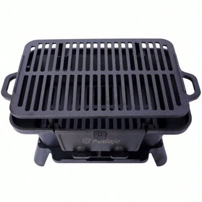 Oval Cast Iron Grill Outdoor, Portable Charcoal Grill and Tabletop Cast Iron Skillet - Cast Iron, Enameled, Durable, Small Charcoal Grill, Camping Stove, Hibachi Grill