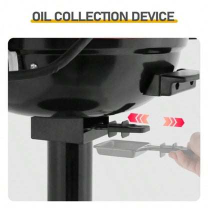 BBQ Grill with Stand, Portable Double Layer Indoor/Outdoor Grill Indoor Outdoor Use, 1600W, Red