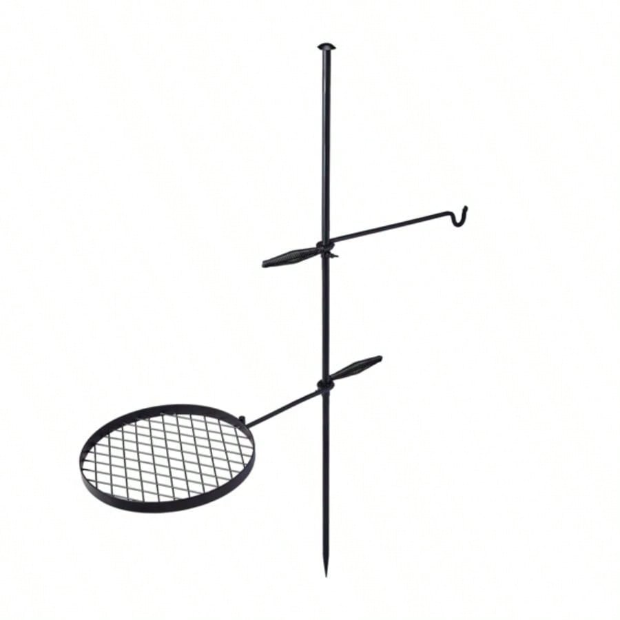 Swivel Campfire Grill, Open Fire Cooking Equipment Camping with Height Adjustable Grill Grate and Hanger Rod and Carry Bag