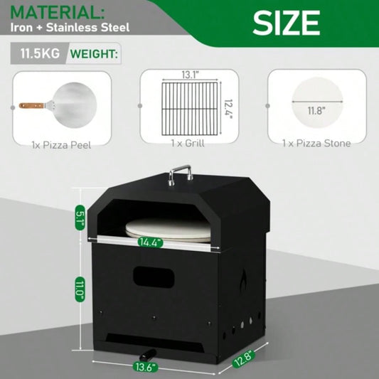 Outdoor Pizza Oven 4 in 1 Wood Fired 2 - Layer Detachable Outside Ovens with Pizza Stone, Cooking Grill Grate