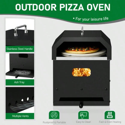 Outdoor Pizza Oven 4 in 1 Wood Fired 2 - Layer Detachable Outside Ovens with Pizza Stone, Cooking Grill Grate