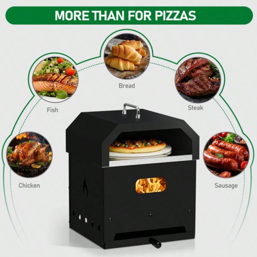 Outdoor Pizza Oven 4 in 1 Wood Fired 2 - Layer Detachable Outside Ovens with Pizza Stone, Cooking Grill Grate