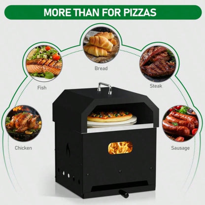 Outdoor Pizza Oven 4 in 1 Wood Fired 2 - Layer Detachable Outside Ovens with Pizza Stone, Cooking Grill Grate