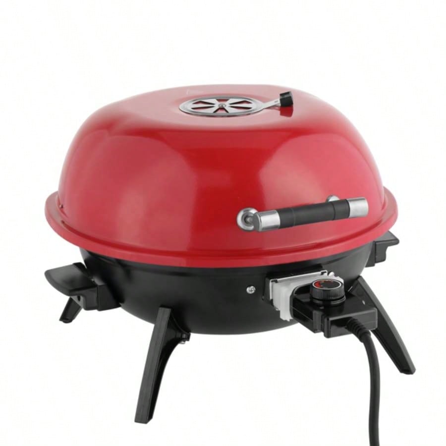 Countertop BBQ Grill, Portable Double Layer Indoor/Outdoor Grill Indoor Outdoor Use, 1600W, Red