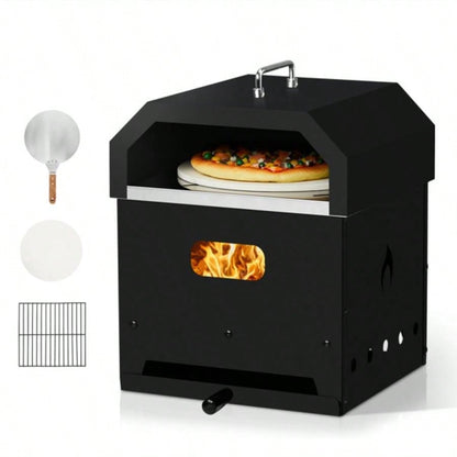 Outdoor Pizza Oven 4 in 1 Wood Fired 2 - Layer Detachable Outside Ovens with Pizza Stone, Cooking Grill Grate