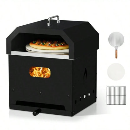 Outdoor Pizza Oven 4 in 1 Wood Fired 2 - Layer Detachable Outside Ovens with Pizza Stone, Cooking Grill Grate