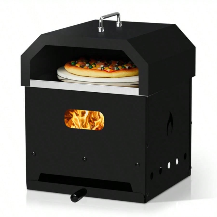Outdoor Pizza Oven 4 in 1 Wood Fired 2 - Layer Detachable Outside Ovens with Pizza Stone, Cooking Grill Grate