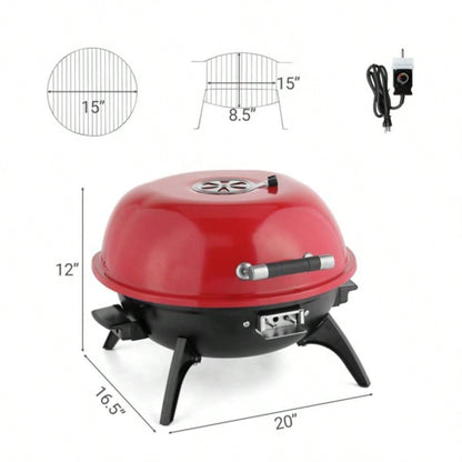 Countertop BBQ Grill, Portable Double Layer Indoor/Outdoor Grill Indoor Outdoor Use, 1600W, Red