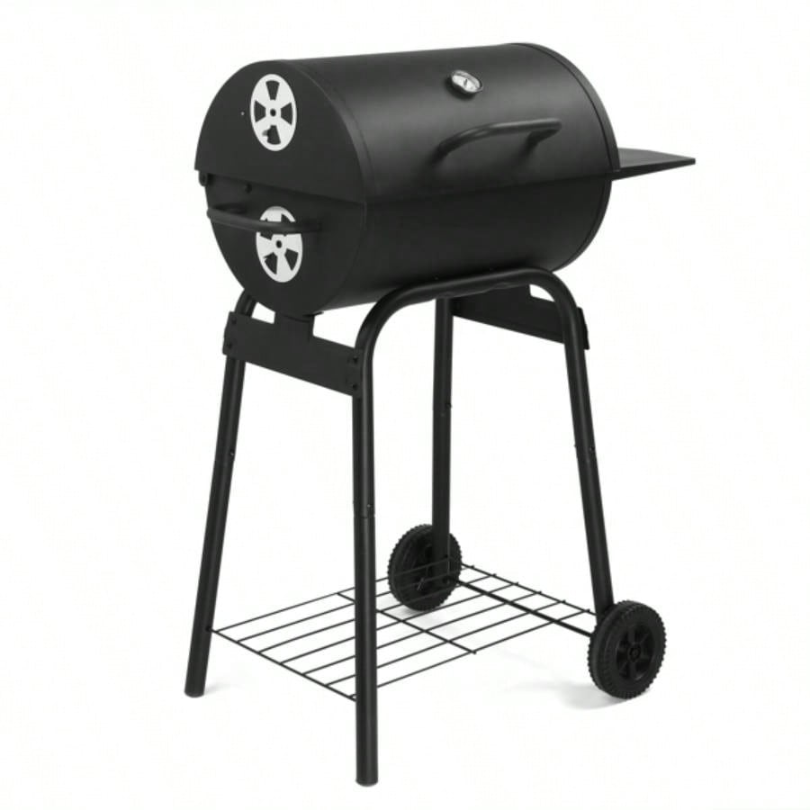 Charcoal Grills Outdoor BBQ Grill, Charcoal Grill with Side Table and Wheels, Outdoor Backyard Camping Picnics Patio and Parties