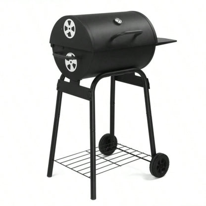 Charcoal Grills Outdoor BBQ Grill, Charcoal Grill with Side Table and Wheels, Outdoor Backyard Camping Picnics Patio and Parties