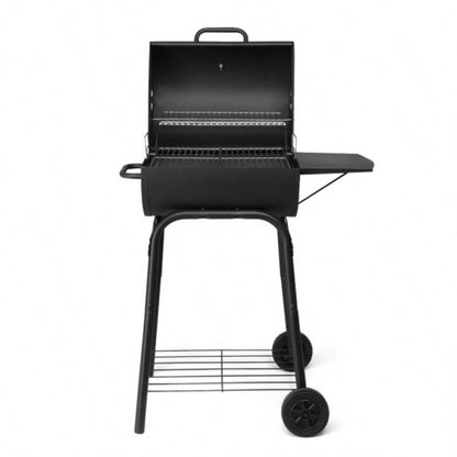 Charcoal Grills Outdoor BBQ Grill, Charcoal Grill with Side Table and Wheels, Outdoor Backyard Camping Picnics Patio and Parties