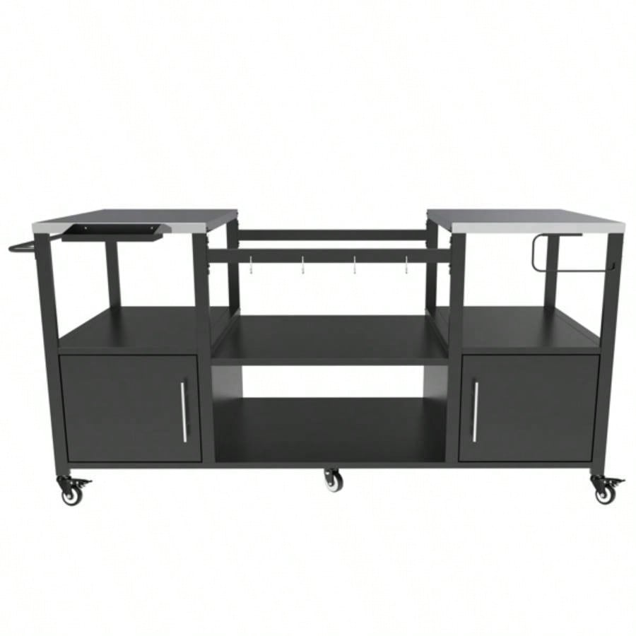 Outdoor Grill Table Style BBQ, Metal Grill Cart with Storage Box, Compatible with up to Large Green, Kamado Joe Jr
