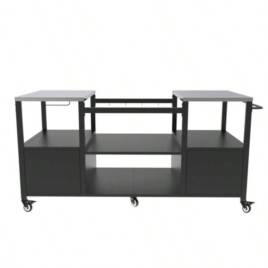 Outdoor Grill Table Style BBQ, Metal Grill Cart with Storage Box, Compatible with up to Large Green, Kamado Joe Jr