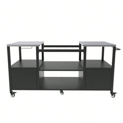 Outdoor Grill Table Style BBQ, Metal Grill Cart with Storage Box, Compatible with up to Large Green, Kamado Joe Jr