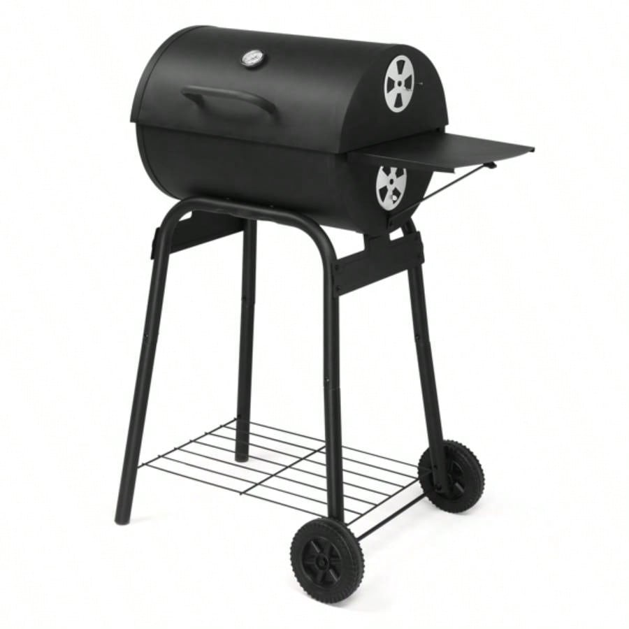 Charcoal Grills Outdoor BBQ Grill, Charcoal Grill with Side Table and Wheels, Outdoor Backyard Camping Picnics Patio and Parties