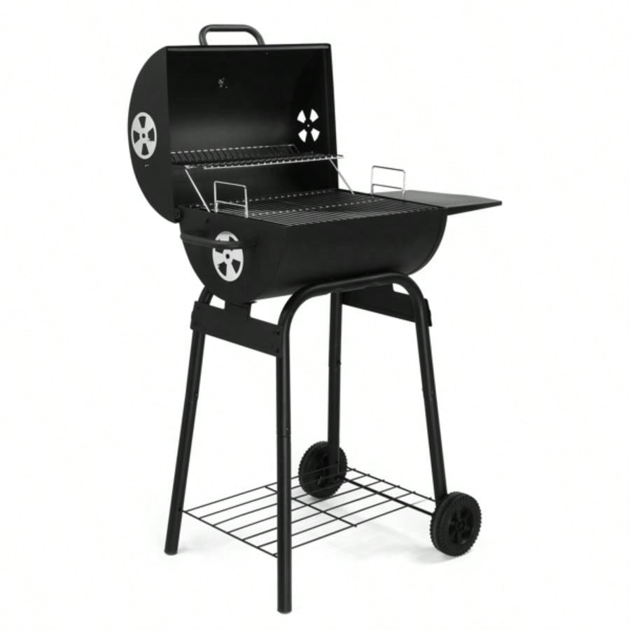 Charcoal Grills Outdoor BBQ Grill, Charcoal Grill with Side Table and Wheels, Outdoor Backyard Camping Picnics Patio and Parties