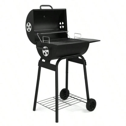 Charcoal Grills Outdoor BBQ Grill, Charcoal Grill with Side Table and Wheels, Outdoor Backyard Camping Picnics Patio and Parties