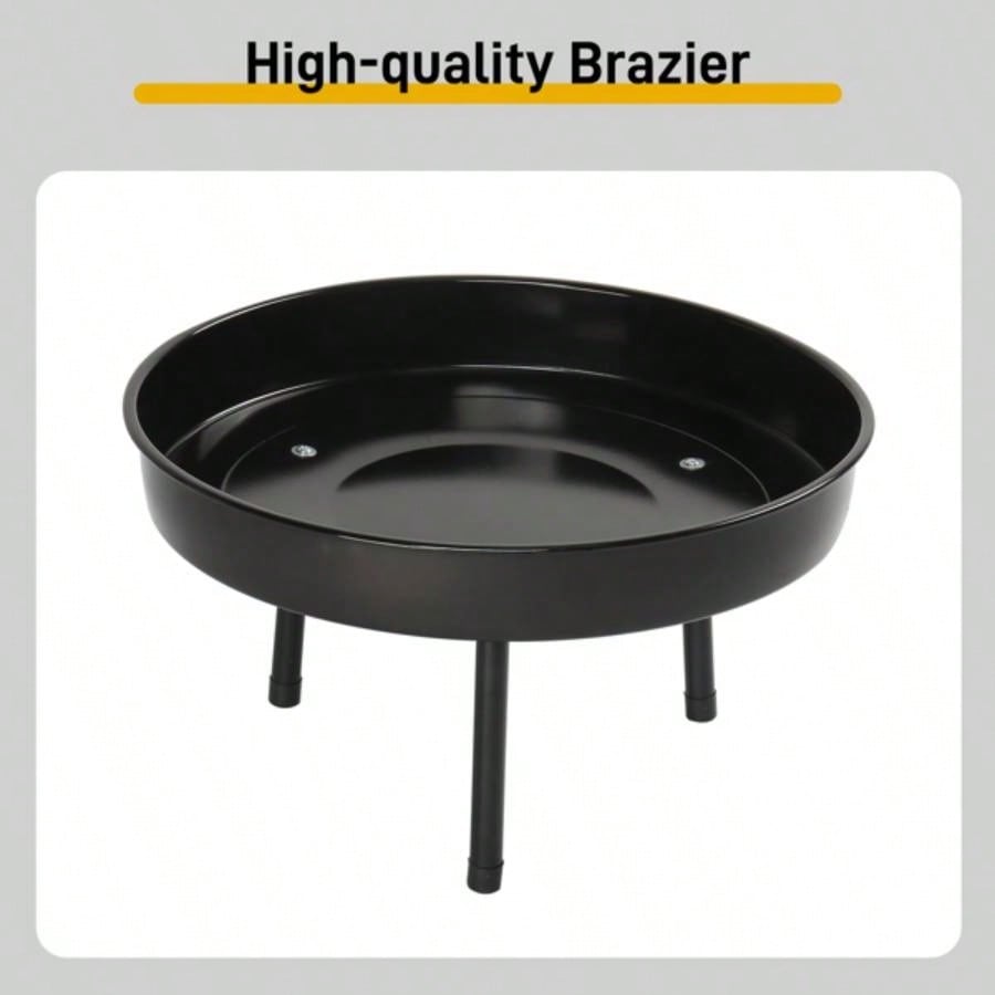Campfire Tripod Grill, Adjustable Height BBQ Grill Grate with Fire Bowl Outdoor Camping BBQ, Black