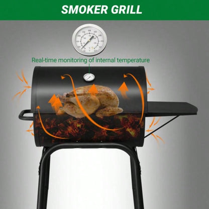 Charcoal Grills Outdoor BBQ Grill, Charcoal Grill with Side Table and Wheels, Outdoor Backyard Camping Picnics Patio and Parties