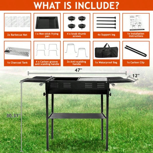 Portable Charcoal Grills Outdoor BBQ, Foldable Kabob Barbecue Grill Camping Hibachi BBQ Griddle Lamb Skewer in Garden Backyard Party Picnic Travel Outdoor Cooking